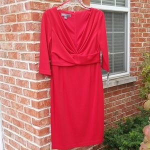 Donna Ricco red 3/4 sleeved dress. Size 10. NWT.